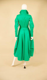 Stretch Dupioni Sculptural Zip Pleats Dress - F23011