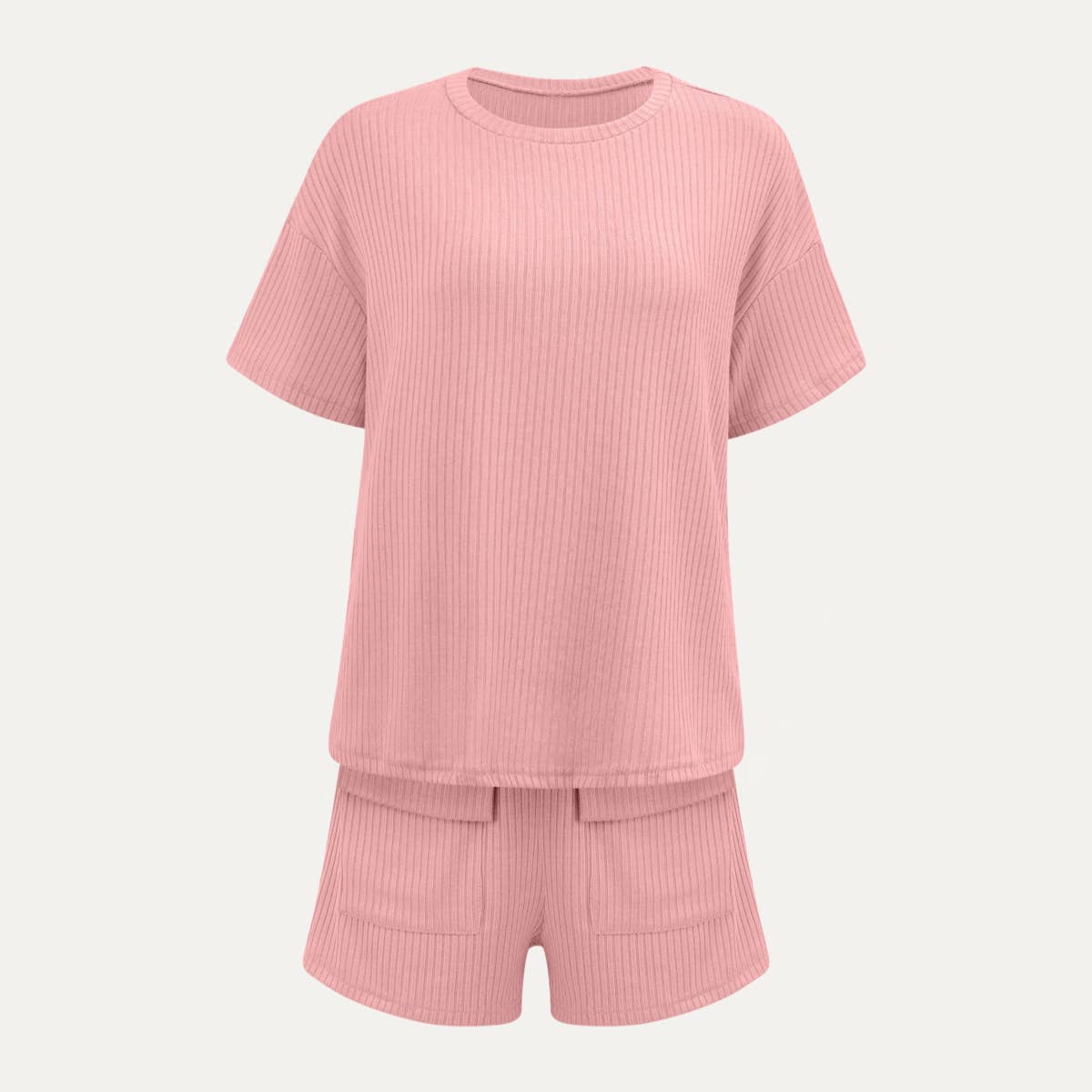 Leisurely Knit Short Sleeve Top and Shorts Two-Piece Set