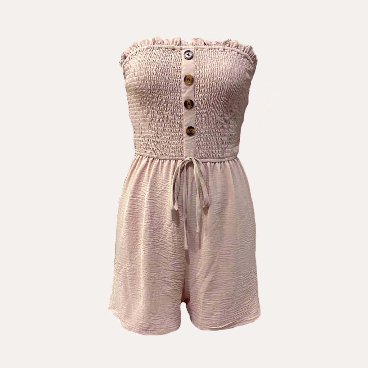 Go Outside Off-the-Shoulder Sleeveless Smocked Romper