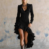 Western Style Floral Denim Dress For Women