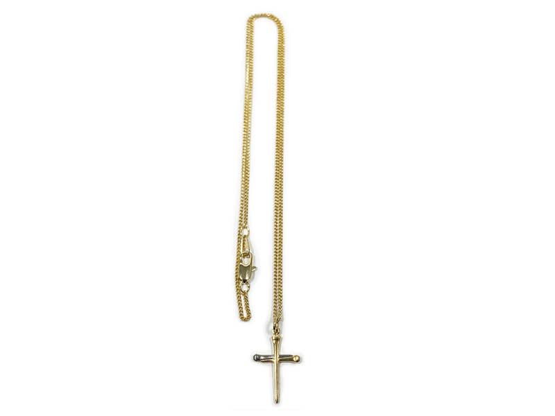 Necklace Cross Nail Gold Over Sterling Silver 18"