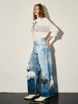Viral Horse Digital Print Baggy Wide Jeans