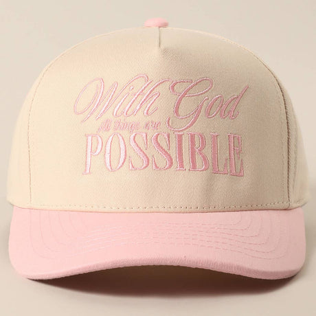 With God All Possible Embroidery Baseball Cap
