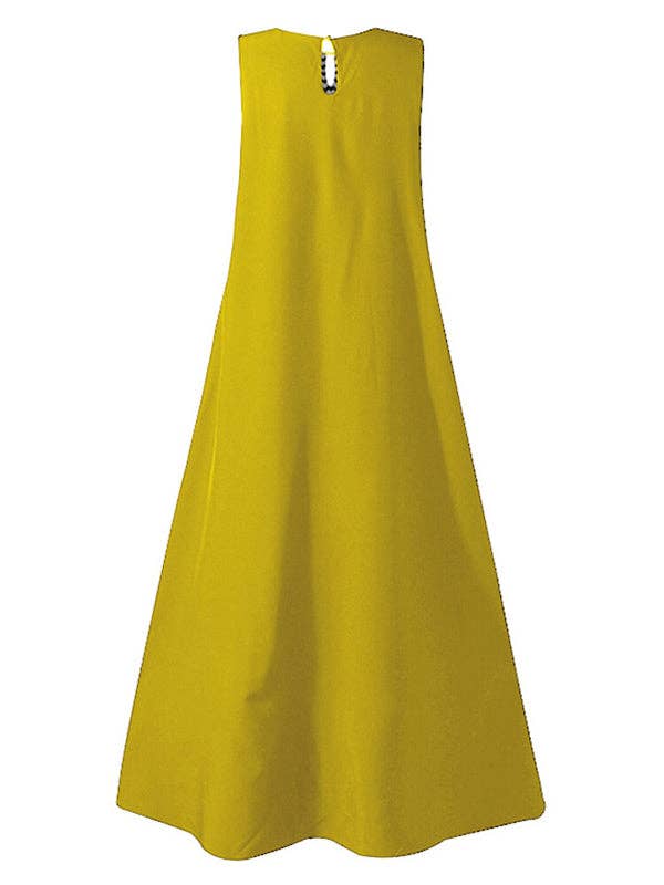 Loose Printed Split-Joint Sleeveless Maxi Dress