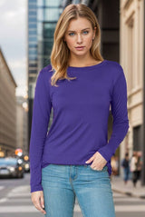 ROUNDED BOTTOM SOLID BASIC LONG SLEEVE TOP