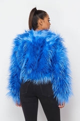 Shayla Shaggy Fur Short Jacket Coat (HDJ27948)