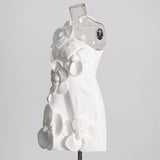 DR575Y Elegant 3D Floral Tube Top Short Summer Dress