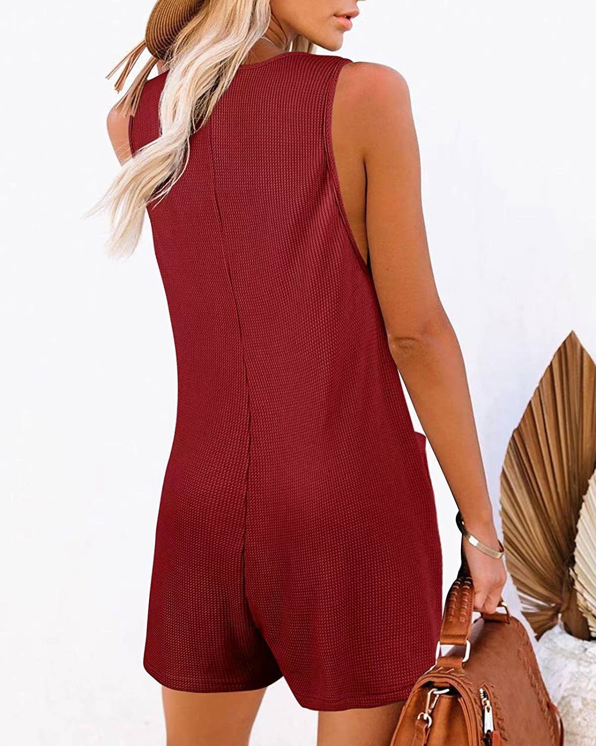 Summer new casual romper pocket vest jumpsuit women