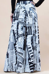 P919-156News1-Lidia Newspaper Black And White Wide Leg Palaz