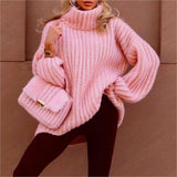 Knitted sweater fluffy long-sleeved turtleneck