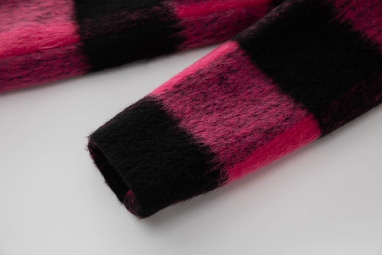 CT79 Women's Autumn/Winter Casual Warm Plaid Wool Coat