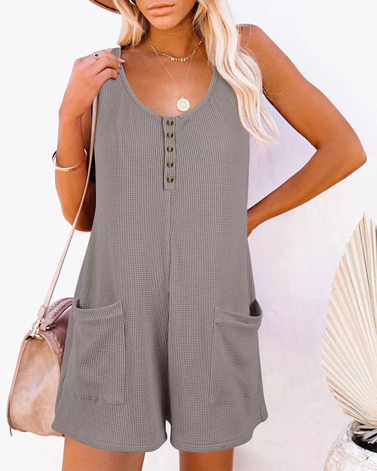 Summer new casual romper pocket vest jumpsuit women