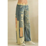 JP0212 Patch Detail Denim Pants