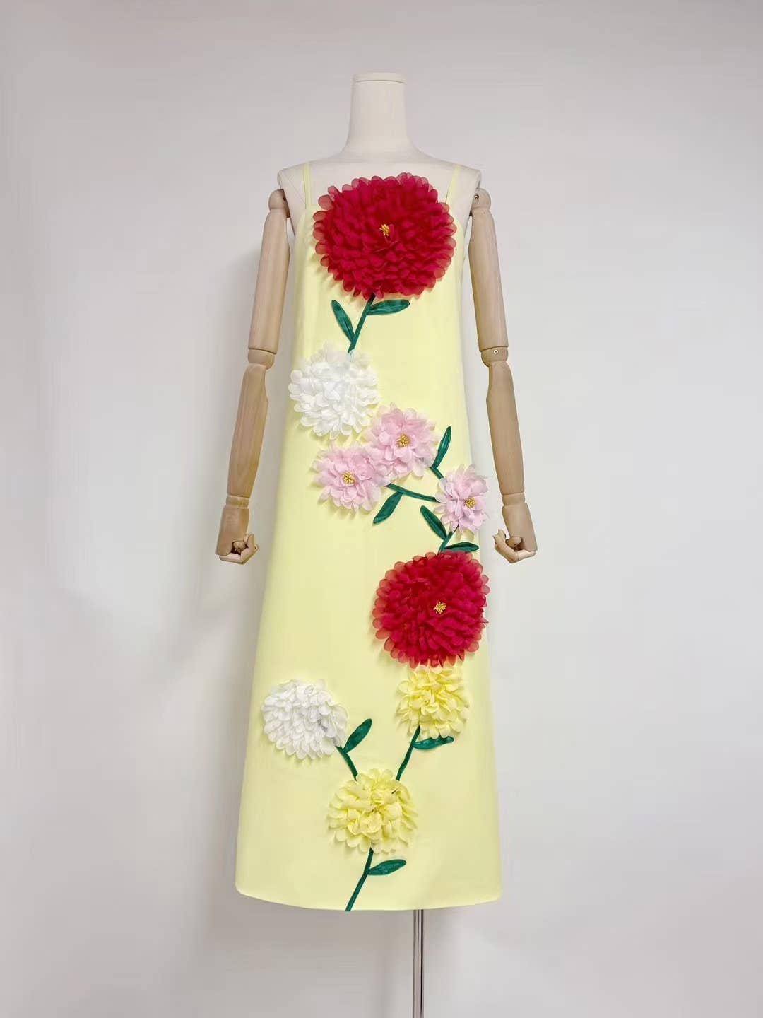 DR516Y Colorful 3D Floral Swing Suspender Long Summer Dress