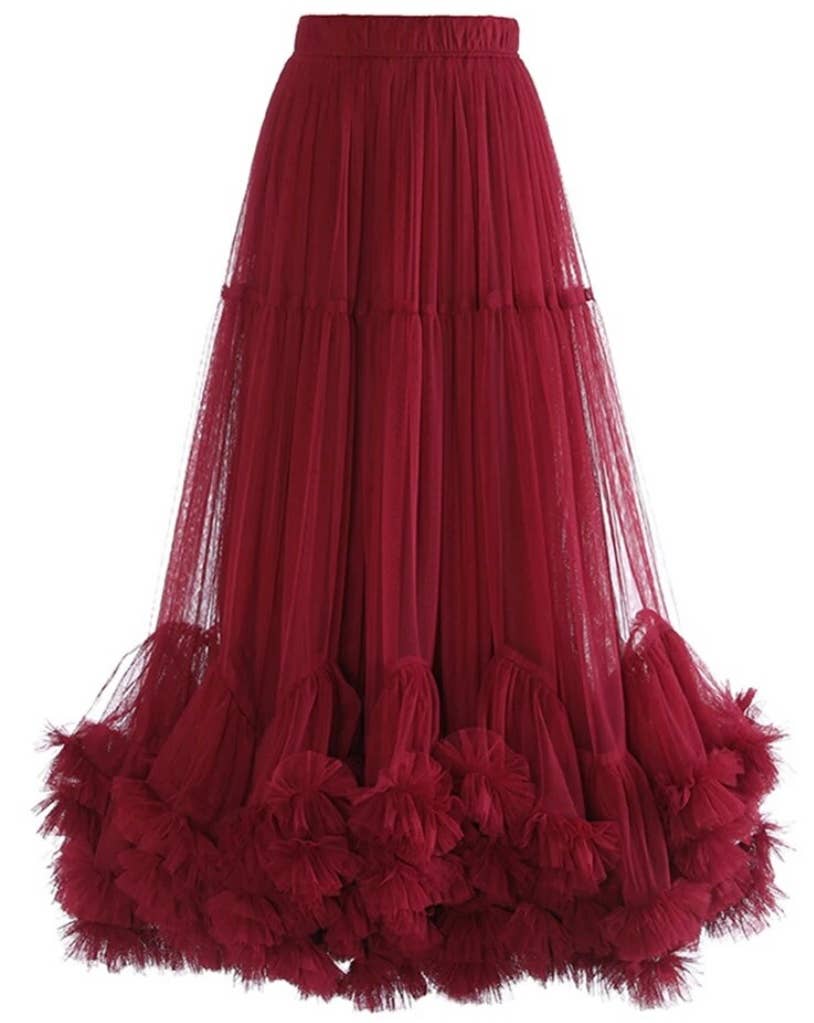 Ruffle Hem Tulle Skirt