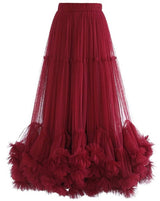 Ruffle Hem Tulle Skirt