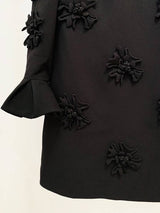 DR079 Handmade Three-dimensional Flower Bell Sleeve Dress