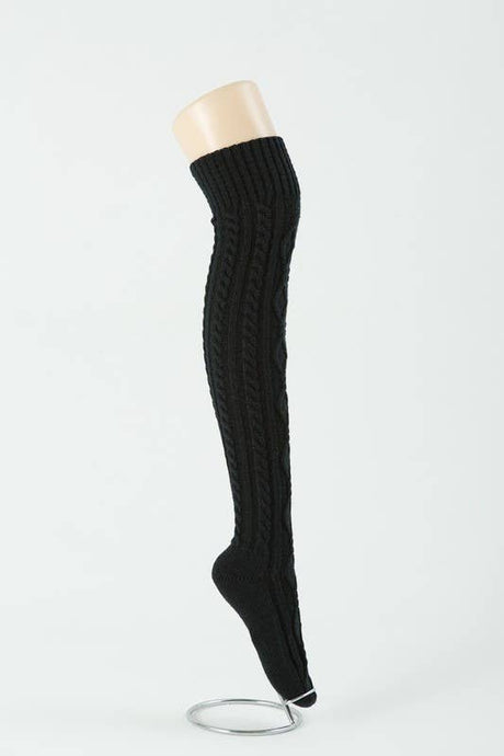 CABLE KNIT WINTER WARM KNEE HIGH SOCKS_CWMS015