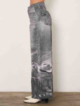 Western Black Horse Digital Printed Baggy Jeans