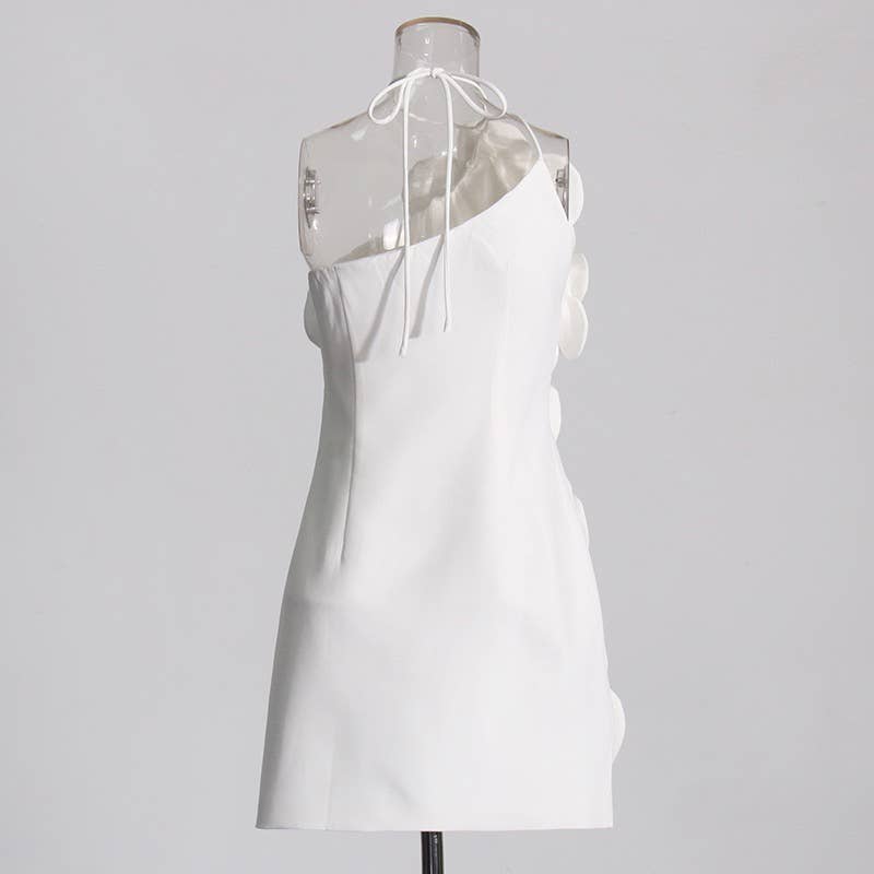 DR575Y Elegant 3D Floral Tube Top Short Summer Dress