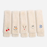 REINDEER Faux Fur Embroidered Pull Through Scarf