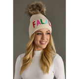 H-803 Beige Fa La La Knit Pom Hat