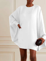 Batwing Sleeve Round Neck Mini Dress