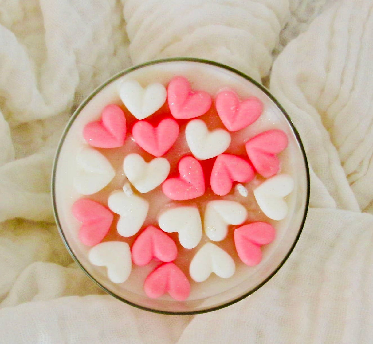 Soy Wax Candle with Hearts-Valentines Day, Personalize Label
