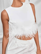 Fuzzy trim tank top