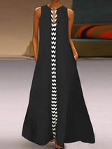 Loose Printed Split-Joint Sleeveless Maxi Dress