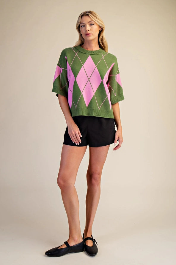 SW8663 Argyle Pattern Sweater