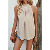 Tie Halter Ruched Solid Loose Top