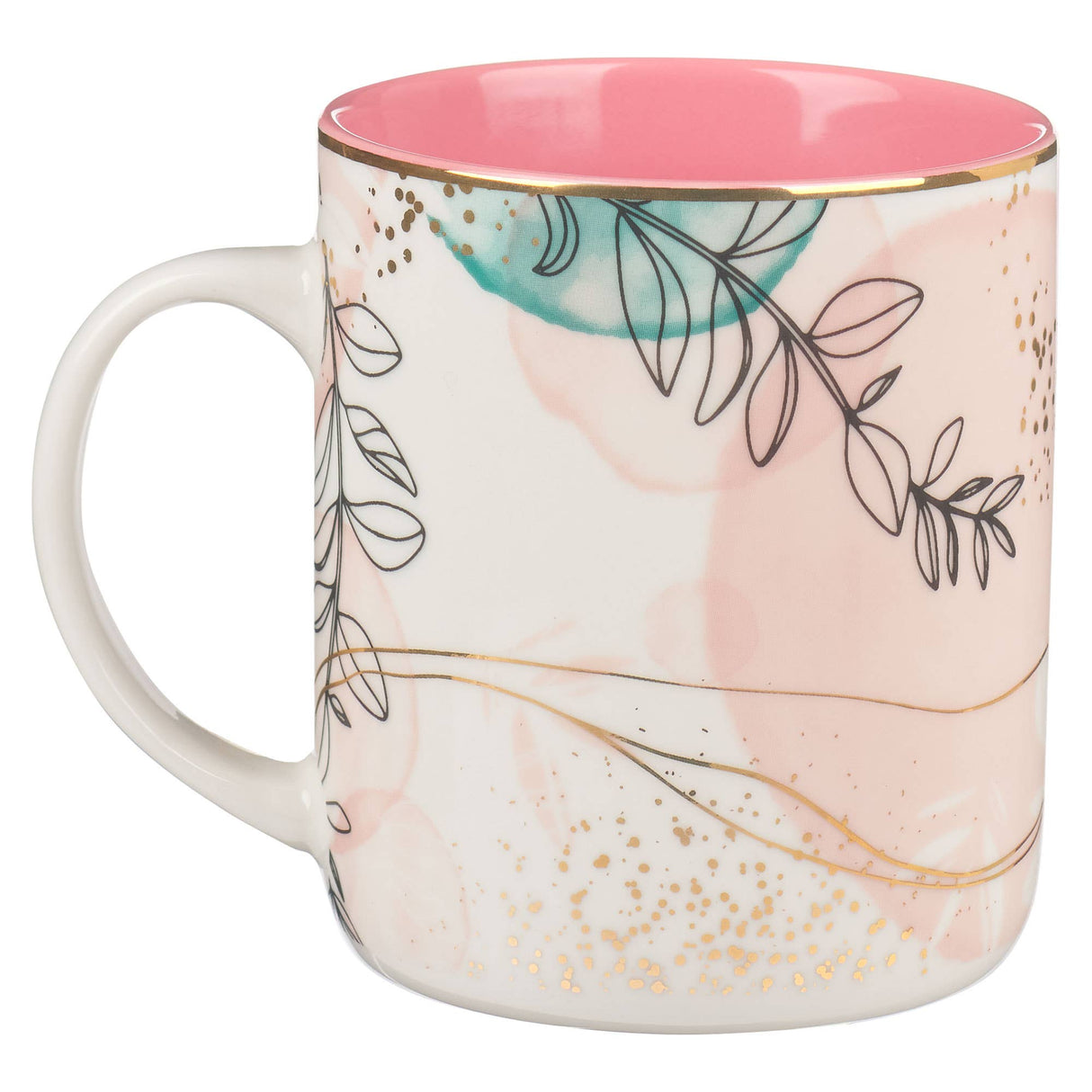 Mug Pink/White Abstract/Leaves Plans Jer. 29:11