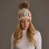 H-803 Beige Fa La La Knit Pom Hat