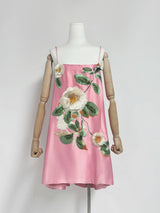 DR685Y Floral Embroidered Backless Suspender Short Skirt