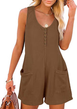 Summer new casual romper pocket vest jumpsuit women