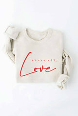 ABOVE ALL, LOVE Graphic Sweatshirt: XL / CRANBERRY HEATHER