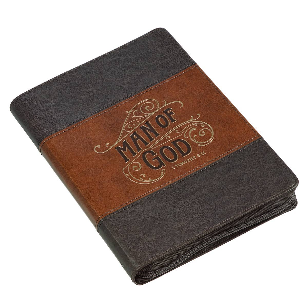 Journal Classic Zip Brown Two-tone Man of God 1 Tim. 6:11