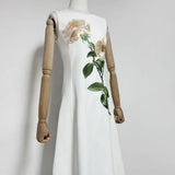 DR750Y Sleeveless 3D Floral Embroidered Elegant Long Dress