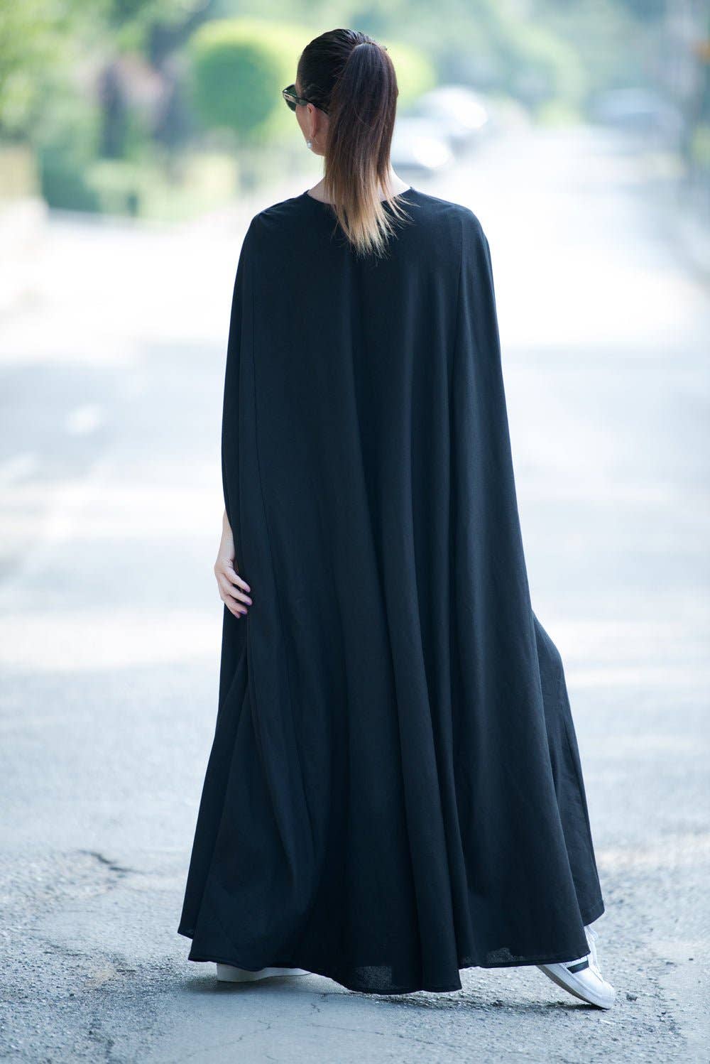 Black Cape Linen Dress JESSICA