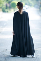 Black Cape Linen Dress JESSICA