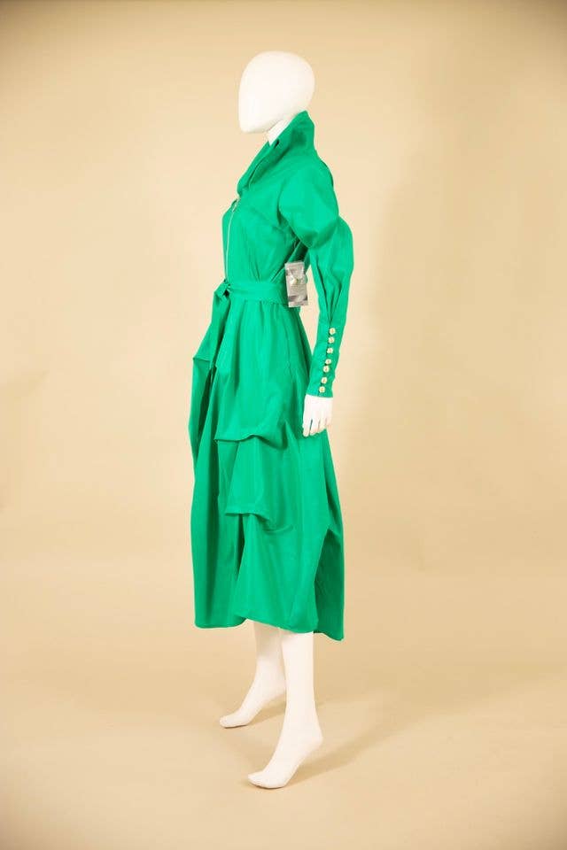 Stretch Dupioni Sculptural Zip Pleats Dress - F23011