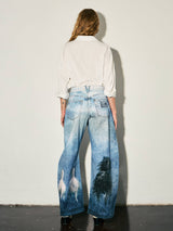 Viral Horse Digital Print Baggy Wide Jeans