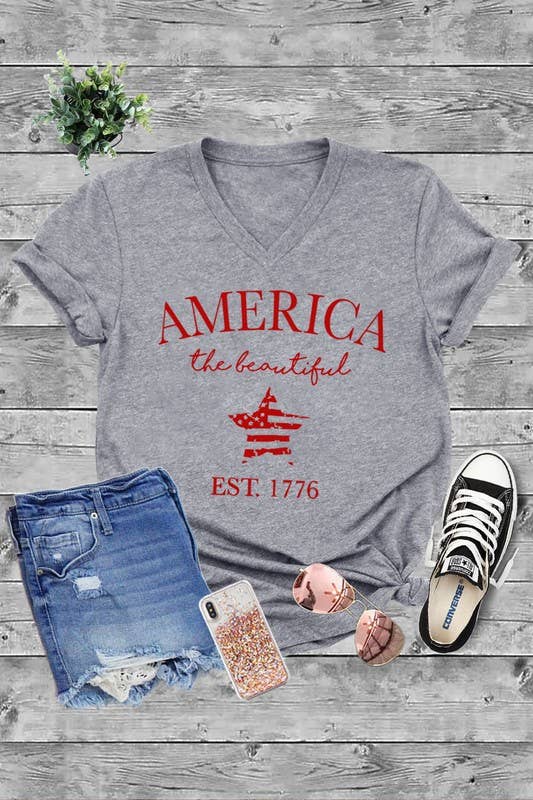 Unisex Short Sleeve V Neck T-Shirt