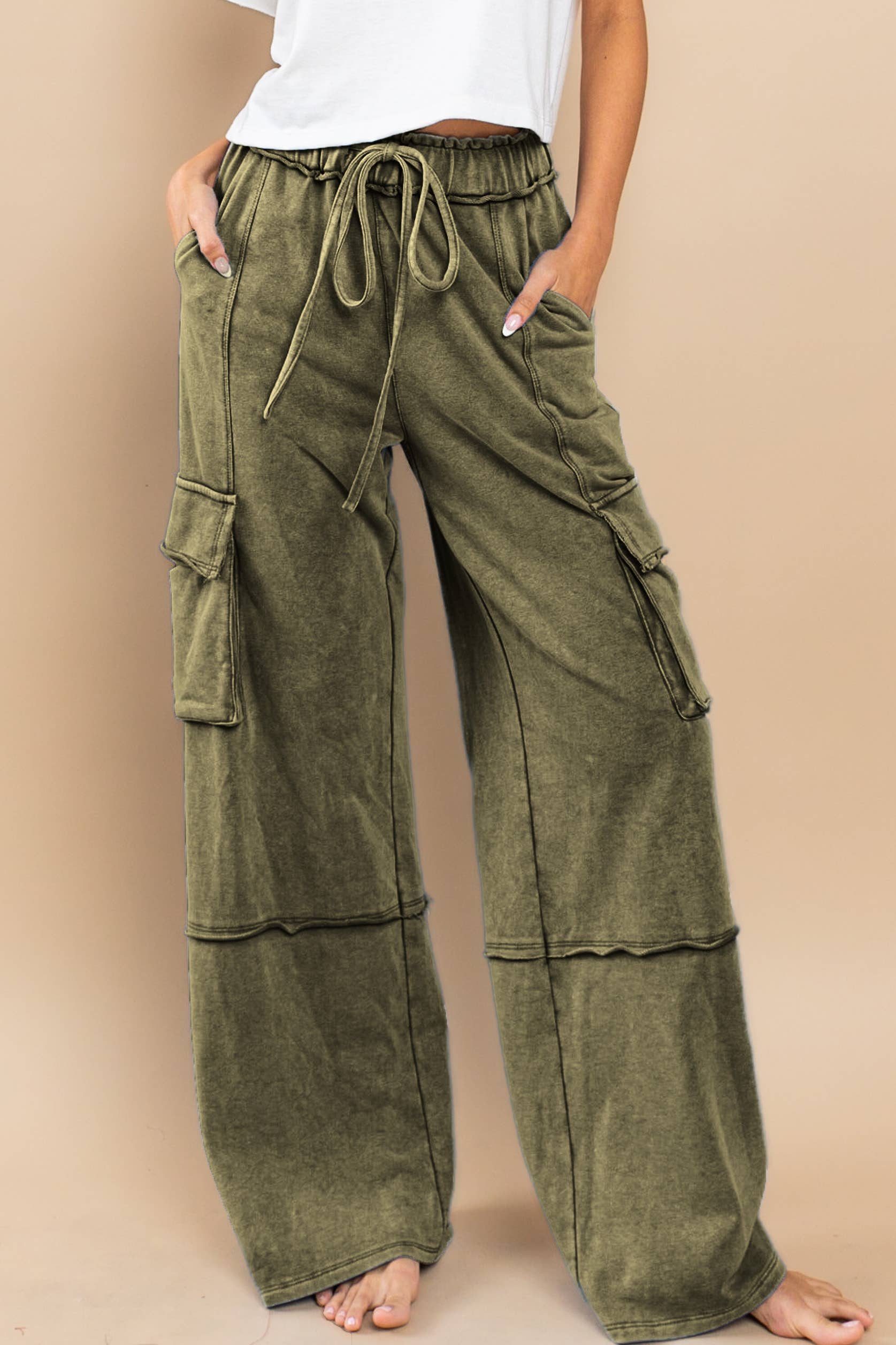 Mineral Washed French Terry Cargo Pants / BIC60890 – 1st Miracle