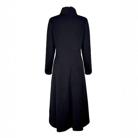 Solid Color Slim High Neck Waist Long Sleeve Dress