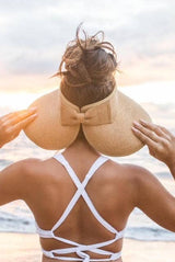 Upcycled LV Rollable Packable Straw Visor