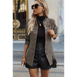 Solid Decorative Button Stand Collar Jacket