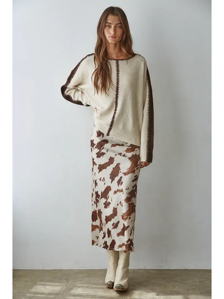 L9123 Western Chic Satin Skirt Woven