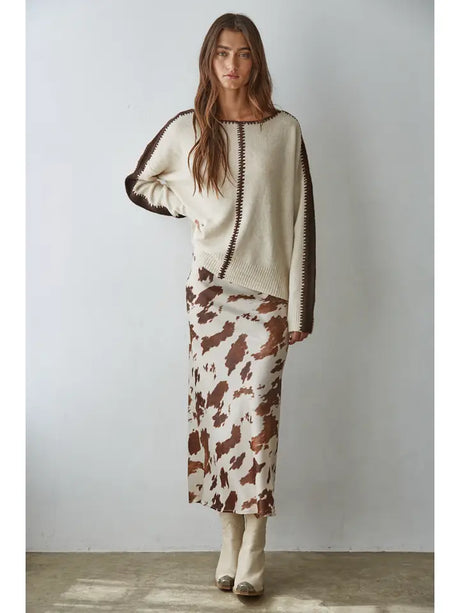 L9123 Western Chic Satin Skirt Woven